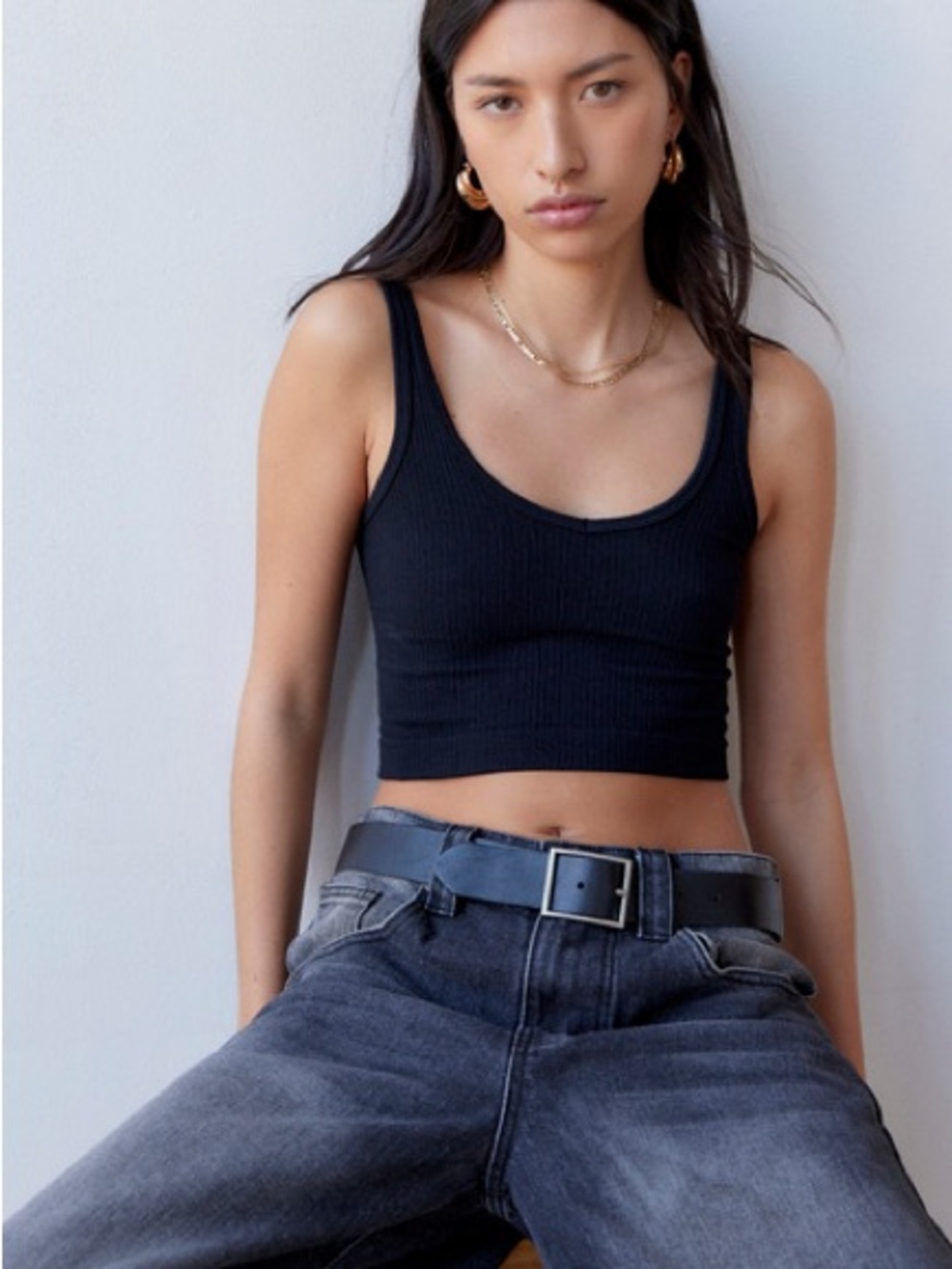 Urban Outfitters Out From Under Drew Seamless Ribbed Bra Top Black Size M